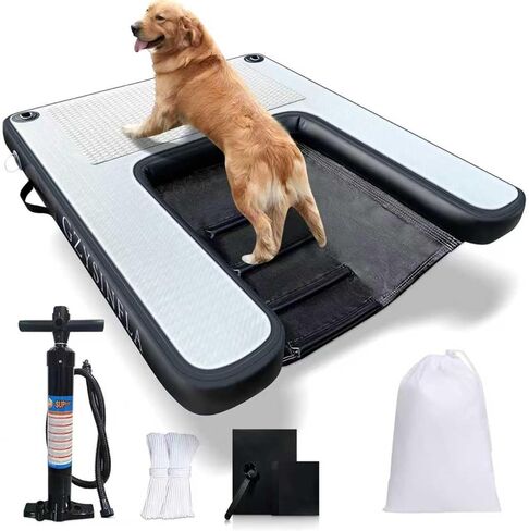 Inflatable Large Dog Water Ramp Float Floating Ramp-Swimming Pets Up to 200 Pounds Large Dogs-Inflatable Stairs for Boats, Docks, with Pump/Rope/Repair Kit - PVC Anti-Slip Fabric in Kuwait