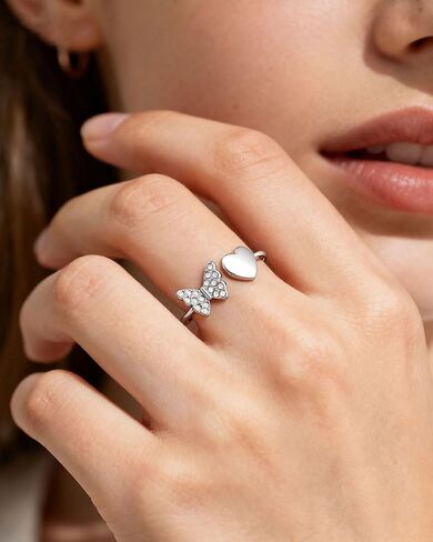 حلقات فراشة فضية قابلة للتعديل للفتيات المراهقات والنساء، هدايا عيد الميلاد in Kuwait