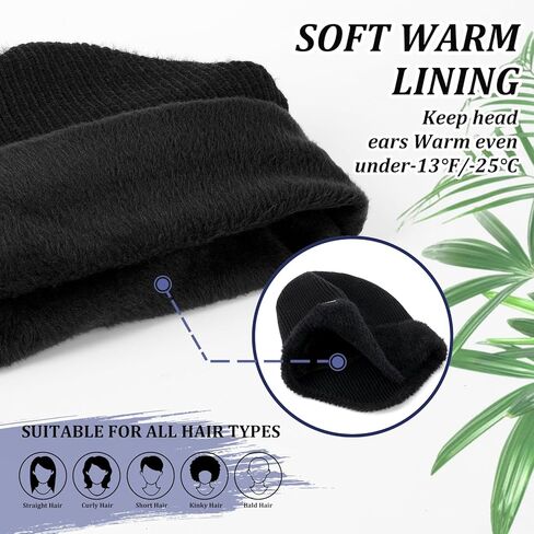 Fashion Knit Beanies Hats, Men Women Warm Beanie for Winter, Fleece Lined Beanie, Thermal Thick Snow Skull Cap in Saudi Arabia