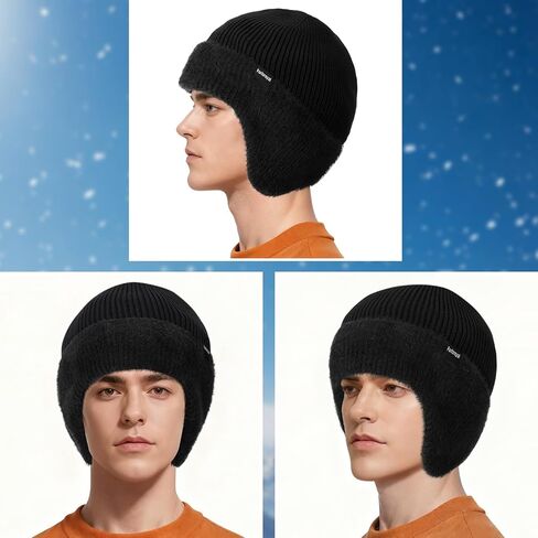 Fashion Knit Beanies Hats, Men Women Warm Beanie for Winter, Fleece Lined Beanie, Thermal Thick Snow Skull Cap in Saudi Arabia