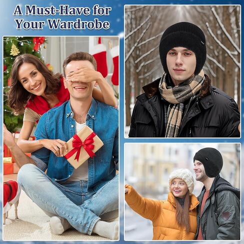 Fashion Knit Beanies Hats, Men Women Warm Beanie for Winter, Fleece Lined Beanie, Thermal Thick Snow Skull Cap in Saudi Arabia