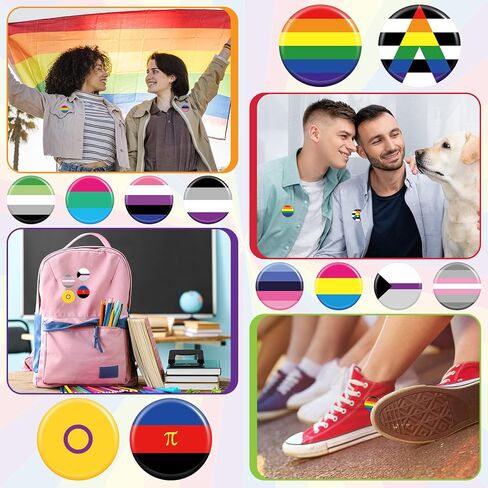 Sasylvia قوس قزح فخر دبابيس السائبة LGBTQ زر دبوس مثليه مثلي الجنس ثنائي الجنس فخر أزرار مستديرة شارة للرجال النساء الملابس حقيبة الملحقات الطرف، 1.57 × 1.57 بوصة، 24 أنماط in Saudi Arabia