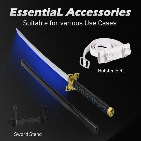 40 Inch Light Up Katana Sword, Rechargeable LED Plastic Samurai Sword Replica with Belt & Display Stand, Cosplay Prop for Anime Fans, Halloween Costume Accessory-Shi TOU Wu Yi Lang -3 in Saudi Arabia
