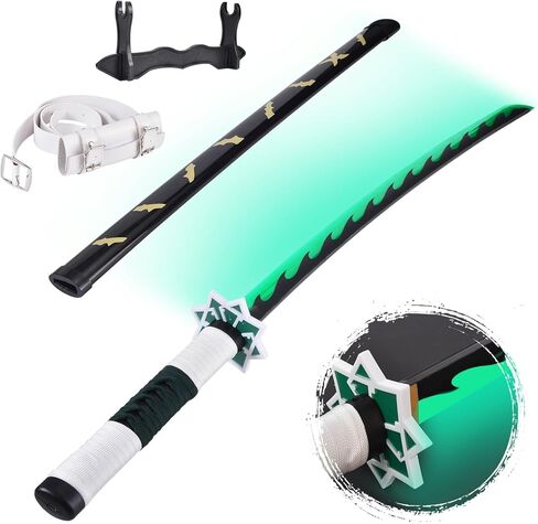 40 Inch Light Up Katana Sword, Rechargeable LED Plastic Samurai Sword Replica with Belt & Display Stand, Cosplay Prop for Anime Fans, Halloween Costume Accessory-Shi TOU Wu Yi Lang -3 in Saudi Arabia