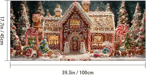 فيلم نافذة منزل الزنجبيل لعيد الميلاد 39.3x17.7 بوصة ملصق نافذة مزخرف احتفالي غير لاصق قابل للإزالة وقابل لإعادة الاستخدام لباب زجاجي للمنزل والمكتب وغرف النوم PVC ملصق لاصق ثابت in Kuwait