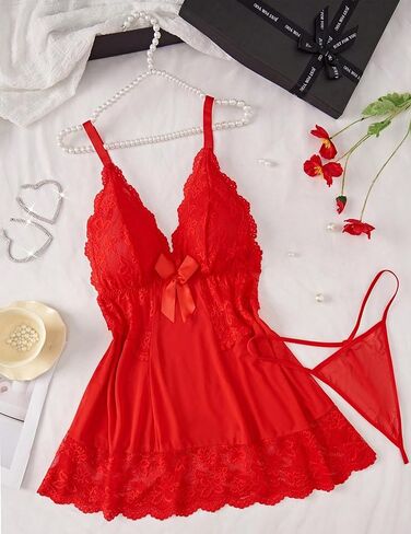 Lingerie For Plus Size Women Lace Chemise Mesh Sleepwear Strappy Sexy Nightgown Boudoir Outfit in Saudi Arabia