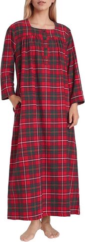 Latuza Women's 3/4 Sleeve Flannel Nightgown Long Cotton Night Gowns in Saudi Arabia