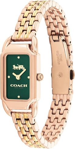 ساعة كوارتز Cadie 2H للسيدات من COACH، مستوحاة من فن الآرت ديكو، هيكل مستطيل، سوار متصل، تصميم على شكل حصان وعربة، أزياء فاخرة - هدية لها in Saudi Arabia