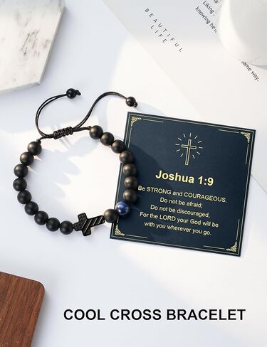 سوار متقاطع مع عين النمر الزرقاء - هدية مسيحية للأولاد والبنات المراهقين، الابن، الحفيد، ابن الأخ، الأخ - المعمودية، التأكيد، عيد ميلاد المناولة الأولى، التخرج، هدايا عيد الميلاد in Kuwait