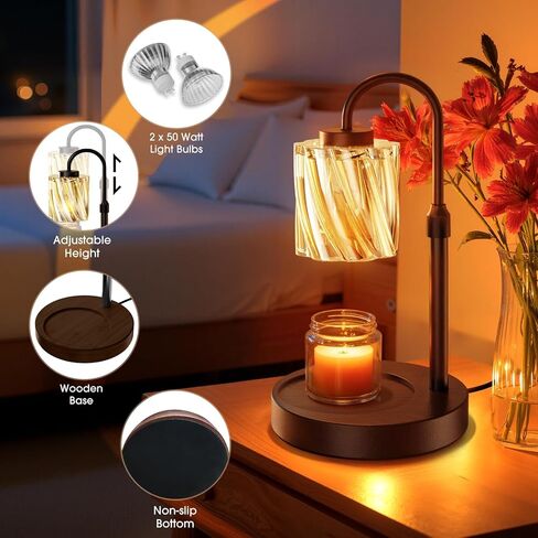 WarmEmbrace Candle Warmer Lamp with Timer Dimmer, Adjustable Height and Non-Slip Base Pad, 2 Bulbs Included, Gifts for Birthday, Women’s Day, Home Decor for Bedroom, Living Room, Office (Black) in Saudi Arabia