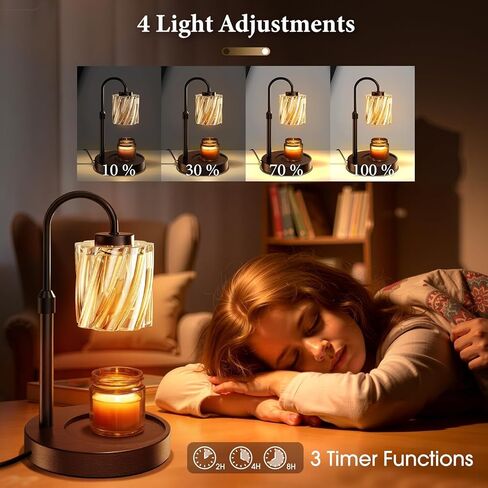 WarmEmbrace Candle Warmer Lamp with Timer Dimmer, Adjustable Height and Non-Slip Base Pad, 2 Bulbs Included, Gifts for Birthday, Women’s Day, Home Decor for Bedroom, Living Room, Office (Black) in Saudi Arabia