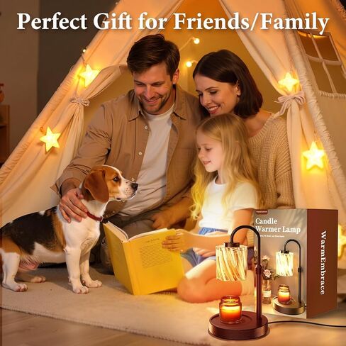 WarmEmbrace Candle Warmer Lamp with Timer Dimmer, Adjustable Height and Non-Slip Base Pad, 2 Bulbs Included, Gifts for Birthday, Women’s Day, Home Decor for Bedroom, Living Room, Office (Black) in Saudi Arabia
