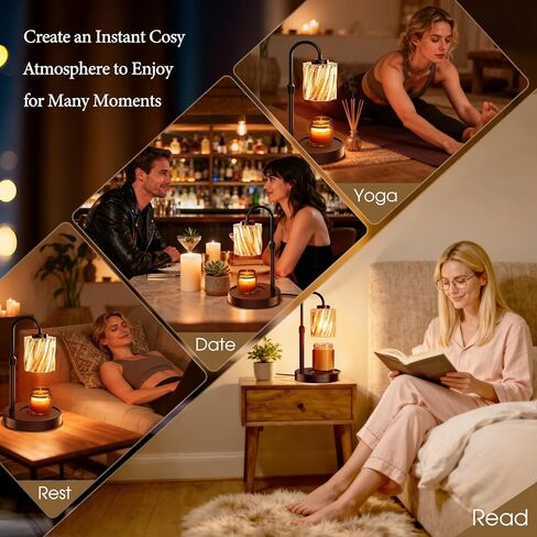 WarmEmbrace Candle Warmer Lamp with Timer Dimmer, Adjustable Height and Non-Slip Base Pad, 2 Bulbs Included, Gifts for Birthday, Women’s Day, Home Decor for Bedroom, Living Room, Office (Black) in Saudi Arabia