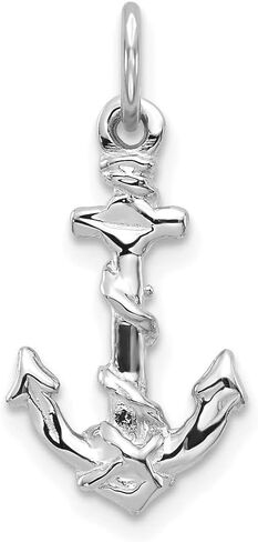 Diamond2Deal 10K White Gold Anchor Charm Pendant in Saudi Arabia