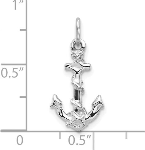 Diamond2Deal 10K White Gold Anchor Charm Pendant in Saudi Arabia