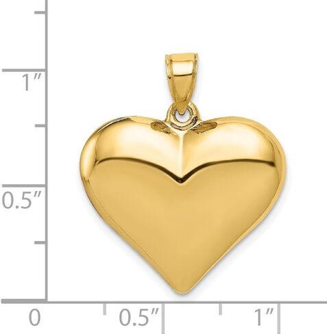 قلادة Diamond2Deal من الذهب الأصفر عيار 14 قيراط على شكل قلب منتفخ (الطول - 25 مم العرض - 22 مم) in Saudi Arabia