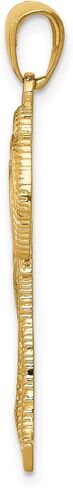 14k Yellow Gold Textured Twin Palm Trees Pendant 29 mm x 16 mm in Saudi Arabia