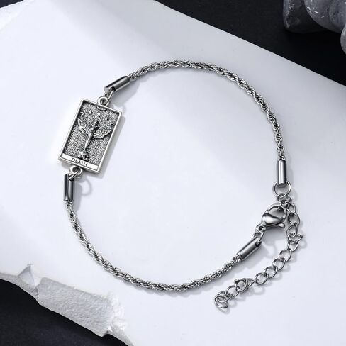 PELOVNY Tarot Card Bracelet 925 Sterling Silver Moon Cat Sun Sunflower Lovers Skull Pendant Lion Anklet Spiritual Tarot Jewelry Christmas Birthday Gifts for Women Men in Saudi Arabia