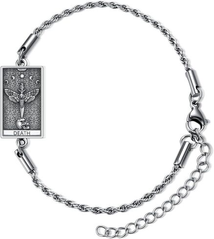 PELOVNY Tarot Card Bracelet 925 Sterling Silver Moon Cat Sun Sunflower Lovers Skull Pendant Lion Anklet Spiritual Tarot Jewelry Christmas Birthday Gifts for Women Men in Saudi Arabia