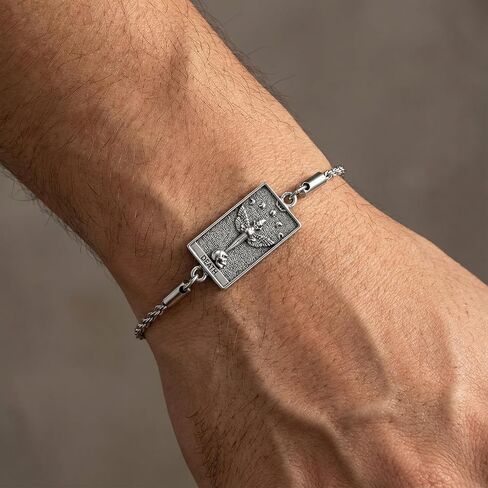 PELOVNY Tarot Card Bracelet 925 Sterling Silver Moon Cat Sun Sunflower Lovers Skull Pendant Lion Anklet Spiritual Tarot Jewelry Christmas Birthday Gifts for Women Men in Saudi Arabia