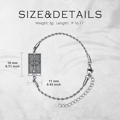 PELOVNY Tarot Card Bracelet 925 Sterling Silver Moon Cat Sun Sunflower Lovers Skull Pendant Lion Anklet Spiritual Tarot Jewelry Christmas Birthday Gifts for Women Men in Saudi Arabia