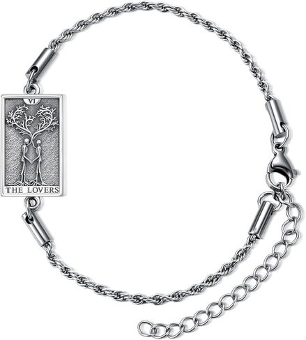 PELOVNY Tarot Card Bracelet 925 Sterling Silver Moon Cat Sun Sunflower Lovers Skull Pendant Lion Anklet Spiritual Tarot Jewelry Christmas Birthday Gifts for Women Men in Saudi Arabia