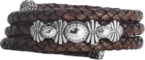 American West Jewelry Sterling Silver Wrap Bracelet For Men & Women Silver Beaded Choice of Leather Color One Size Fits Most in Saudi Arabia