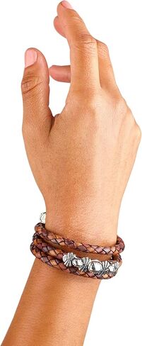 American West Jewelry Sterling Silver Wrap Bracelet For Men & Women Silver Beaded Choice of Leather Color One Size Fits Most in Saudi Arabia