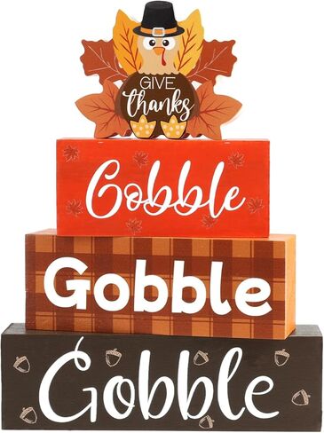 Fall Thanksgiving Home Wooden Tray Decor Signs, Book Stack and 3D Round Signs with Fake Plants, Fall Thanksgiving Wooden Rustic Decor for Restroom Shelf Guest in Saudi Arabia