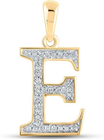 10k Yellow Gold Womens Round Real Natural Diamond I2 clarity; G-H color Initial E Letter Pendant 1/12 Cttw (Length 0.8 inches Width 11.7 mm) in Saudi Arabia