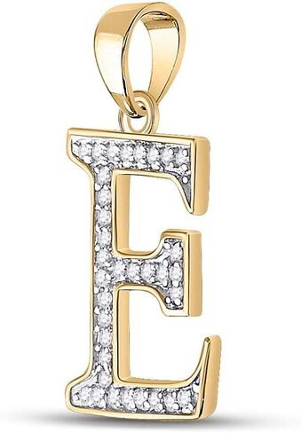 10k Yellow Gold Womens Round Real Natural Diamond I2 clarity; G-H color Initial E Letter Pendant 1/12 Cttw (Length 0.8 inches Width 11.7 mm) in Saudi Arabia