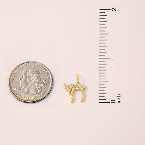 Gelin Diamond Chai Life Symbol Charm Pendant in 14K Real Yellow Gold in Saudi Arabia