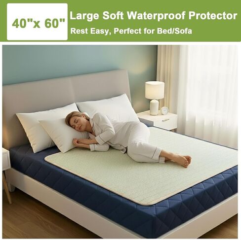 Bed Pads Washable Waterproof, 40"x 60" Large Soft Reusable Pee Pads for Incontinence, 4-Layer Protectors Absorbent Cotton Underpads for Urine Adults, Elderly, Seniors,Women, Kids & Pets Bedwetting in Saudi Arabia