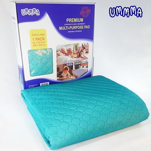 Extra Large 82" x 102"– Heavy Absorbent, Leakproof Under Pads - Washable & Reusable, Anti-Slip, Ultra-Soft - Waterproof Protection for Beds, Furniture, Pets, Kids, Seniors & More in Saudi Arabia