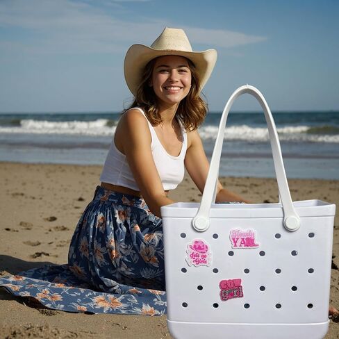3Pcs Cute Western Cowgirl Highland Cow Flower Beach Charms for Women Bogg Bag Accessories Tote Rubber Beach Bag in Saudi Arabia