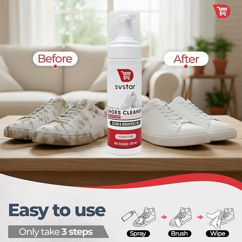 Premium Shoe Cleaner Kit - Foam Spray with Brush & Towel - 2-in-1 Cleaning Formula for Sneakers, Leather, Sports Shoes - 200ml Professional Whitening Solution in Saudi Arabia