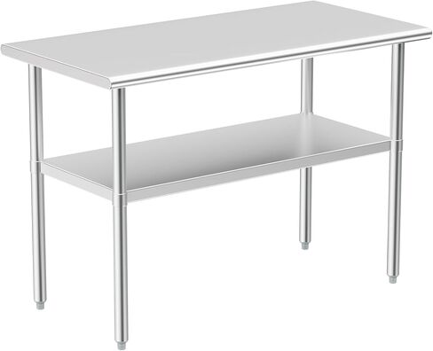 Stainless Steel Table for Prep & Work, NSF Metal Commercial Heavy Duty Table with Adjustable Under Shelf and Foot for Restaurant, Home and Hotel (24x48in) in Kuwait