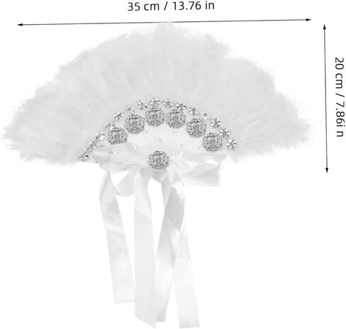 Gadpiparty Rhinestone Plume Fan for Weddings Performances Elegant Handheld Wedding Fan Unique Prop for Dance Stage Stylish Women Stay in Saudi Arabia