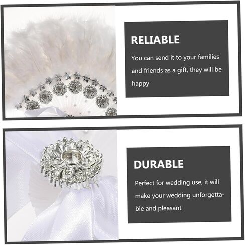 Gadpiparty Rhinestone Plume Fan for Weddings Performances Elegant Handheld Wedding Fan Unique Prop for Dance Stage Stylish Women Stay in Saudi Arabia