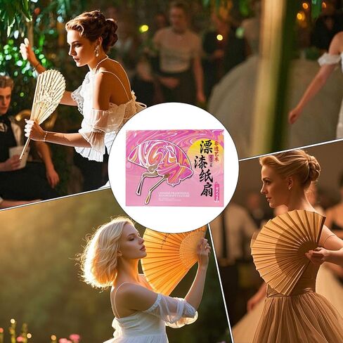 Lacquer Fan for Women | Elegant Portable Hand Fan,Colorful Home Decoration Air Ventilator Art Supplies for Daily Events Party Wedding Dance Outdoor in Saudi Arabia