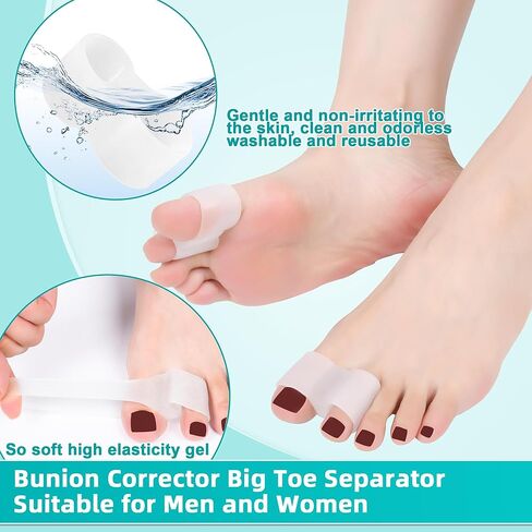 6PCS Gel Toe Separators Bunion Corrector with 2 Loops Toe Corrector for Big Toes,Bunion Splint Bunions Pads for Women & Men,Bunions Spacers for Hammer,Hallux valgus,Foot Pain in Saudi Arabia