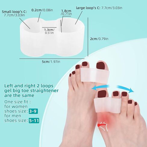 6PCS Gel Toe Separators Bunion Corrector with 2 Loops Toe Corrector for Big Toes,Bunion Splint Bunions Pads for Women & Men,Bunions Spacers for Hammer,Hallux valgus,Foot Pain in Saudi Arabia