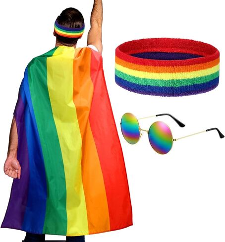 مجموعة قوس قزح من SATINIOR LGBTQ للمثليين والسحاقيات، نظارات شمسية لعصابة رأس رأس قوس قزح برايد للاحتفال بالمهرجانات in Kuwait
