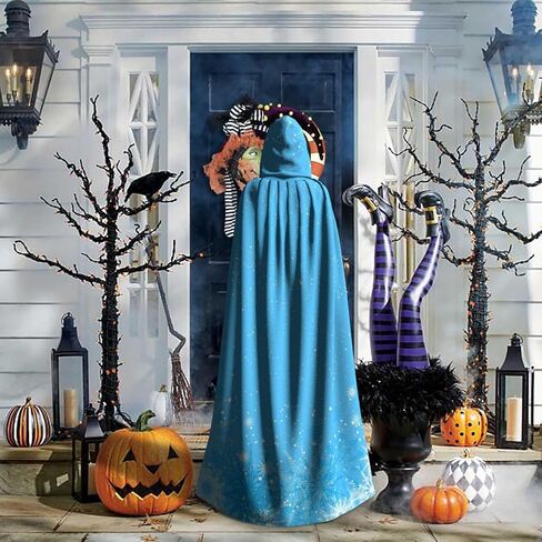Snowflake Cloak Blue Snowflake Hooded Cape for Halloween Christmas Party Cosplay Dress Up in Saudi Arabia