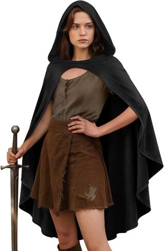 Medieval Cloak with Hood for Men and Women, Renaissance Hooded Cape for Halloween, Cosplay, LARP or Faire Costume in Saudi Arabia