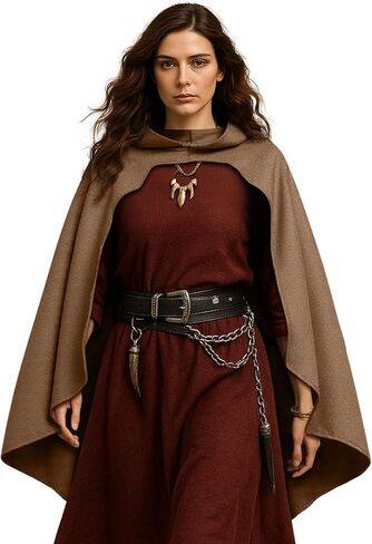 Medieval Cloak with Hood for Men and Women, Renaissance Hooded Cape for Halloween, Cosplay, LARP or Faire Costume in Saudi Arabia