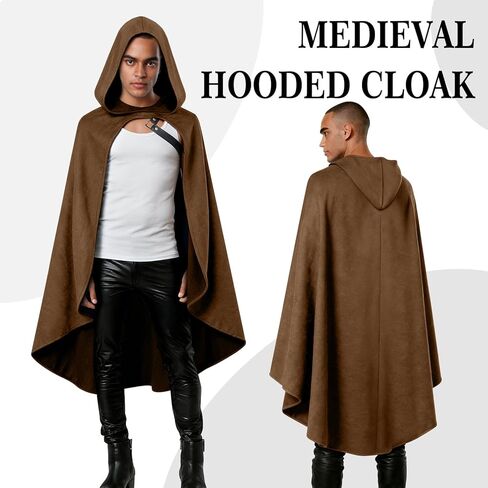 Medieval Cloak with Hood for Men and Women, Renaissance Hooded Cape for Halloween, Cosplay, LARP or Faire Costume in Saudi Arabia