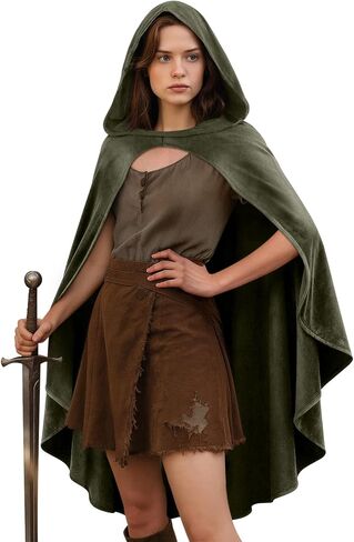 Medieval Cloak with Hood for Men and Women, Renaissance Hooded Cape for Halloween, Cosplay, LARP or Faire Costume in Saudi Arabia