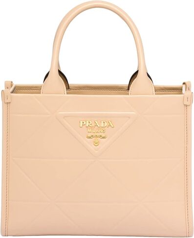 Prada Womens Soft Calfskin Leather Triangle Quilted Sand Beige Mini Handbag Tote in Saudi Arabia