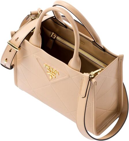 Prada Womens Soft Calfskin Leather Triangle Quilted Sand Beige Mini Handbag Tote in Saudi Arabia